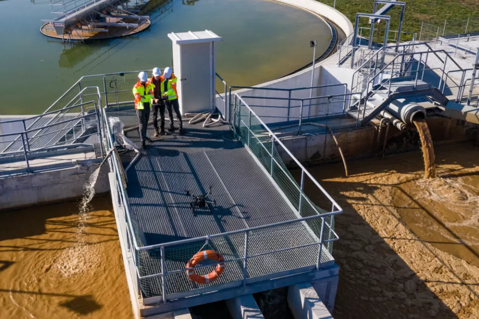 Aerial view of watewater treatment plant